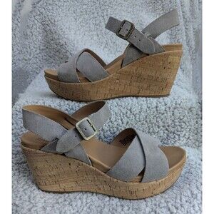 Kork-Ease Ava 2.0 Suede Platform Wedge 9 Grey-Natural, Neutral